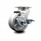 Service Caster 4 Inch V-Groove Semi Steel Cast Iron Swivel Caster with Roller Bearing and Brake SCC-20S420-VGR-TLB - alternate 1